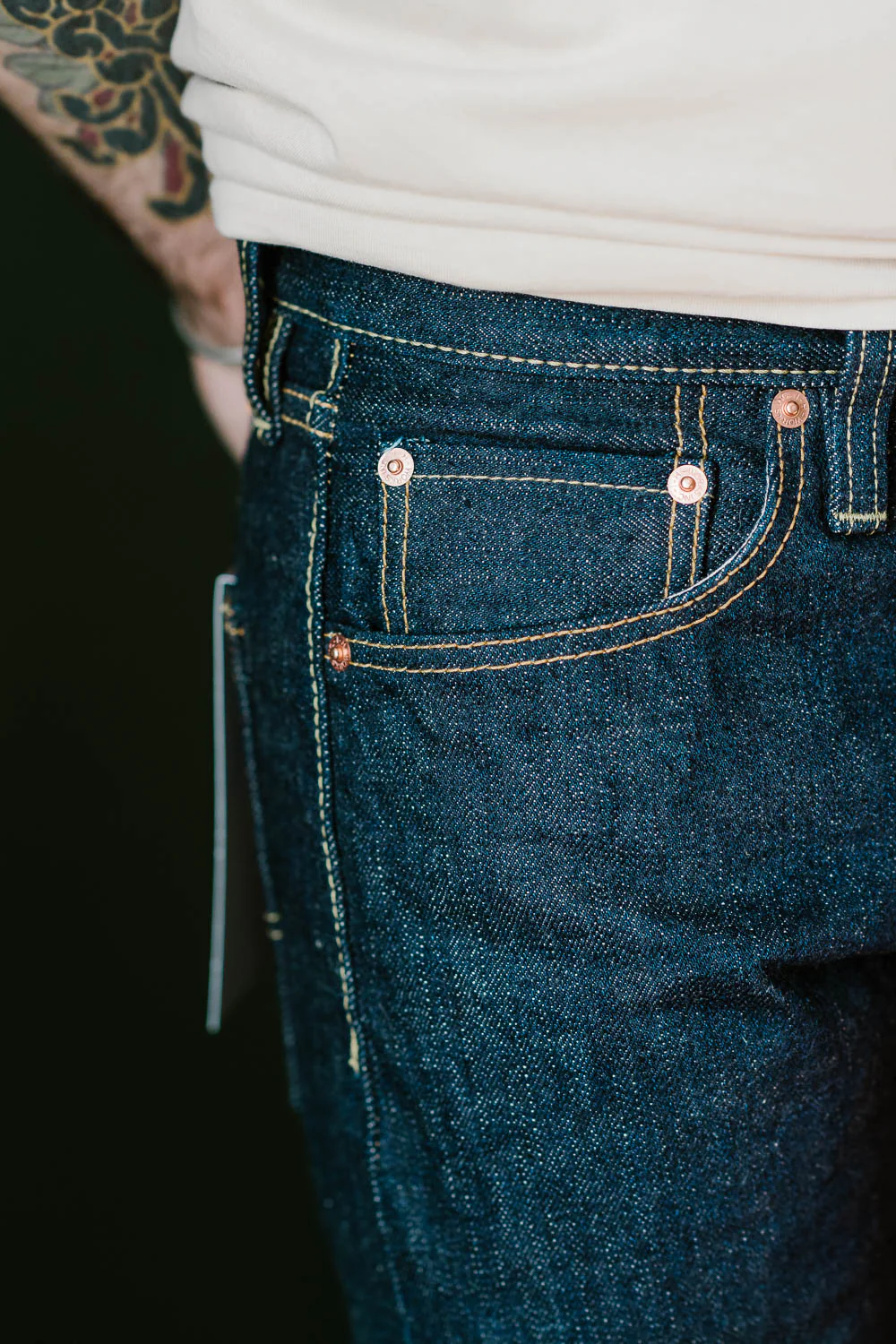 IH-777S-18 - 18oz Vintage Selvedge Denim Slim Tapered Cut Jeans - Indigo - Image 15