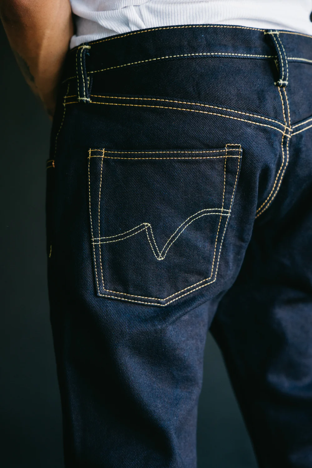 IH-777S-21ib - 21oz Selvedge Denim Slim Tapered Cut Jeans - Indigo/Black - Image 13