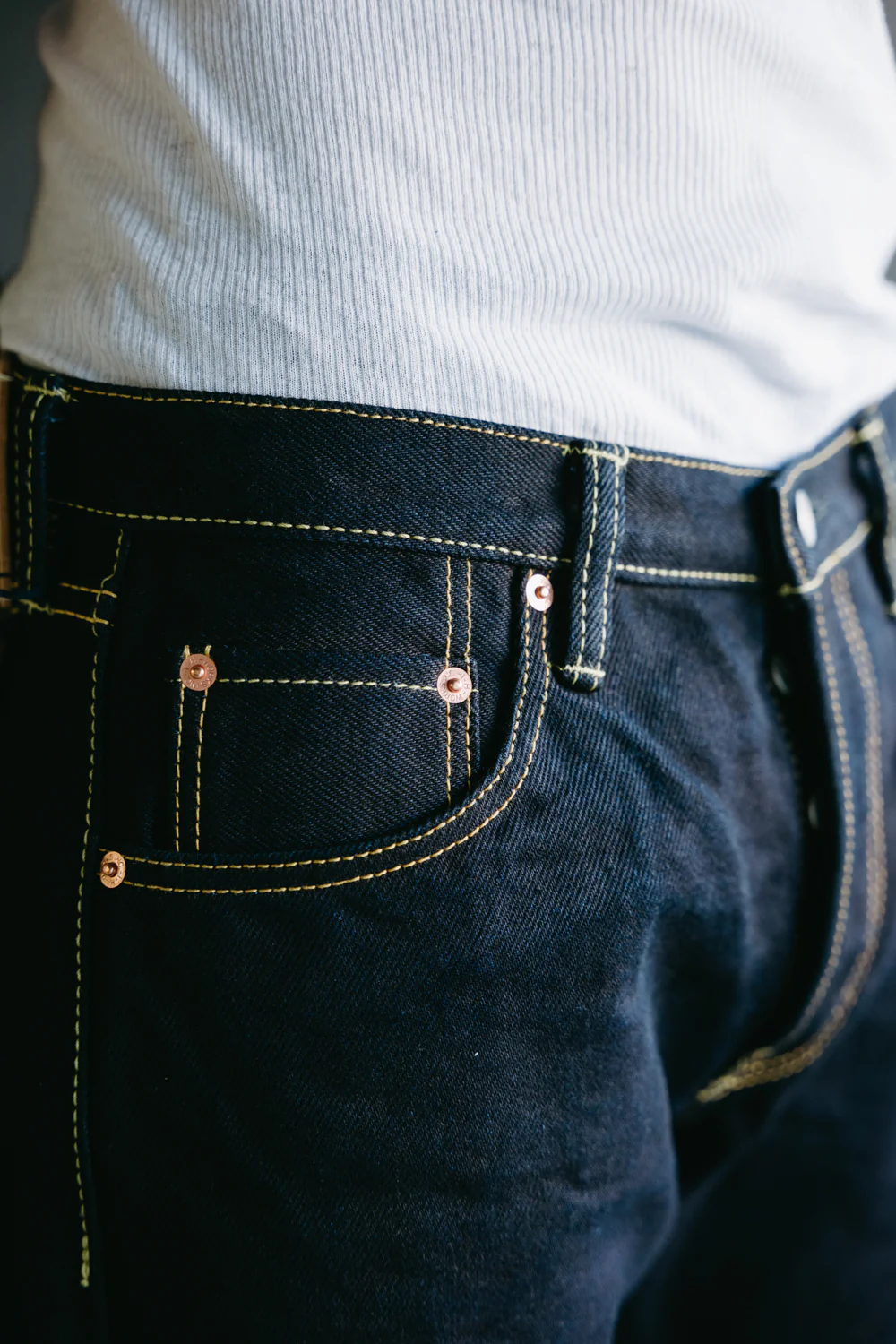 IH-777S-21ib - 21oz Selvedge Denim Slim Tapered Cut Jeans - Indigo/Black - Image 17