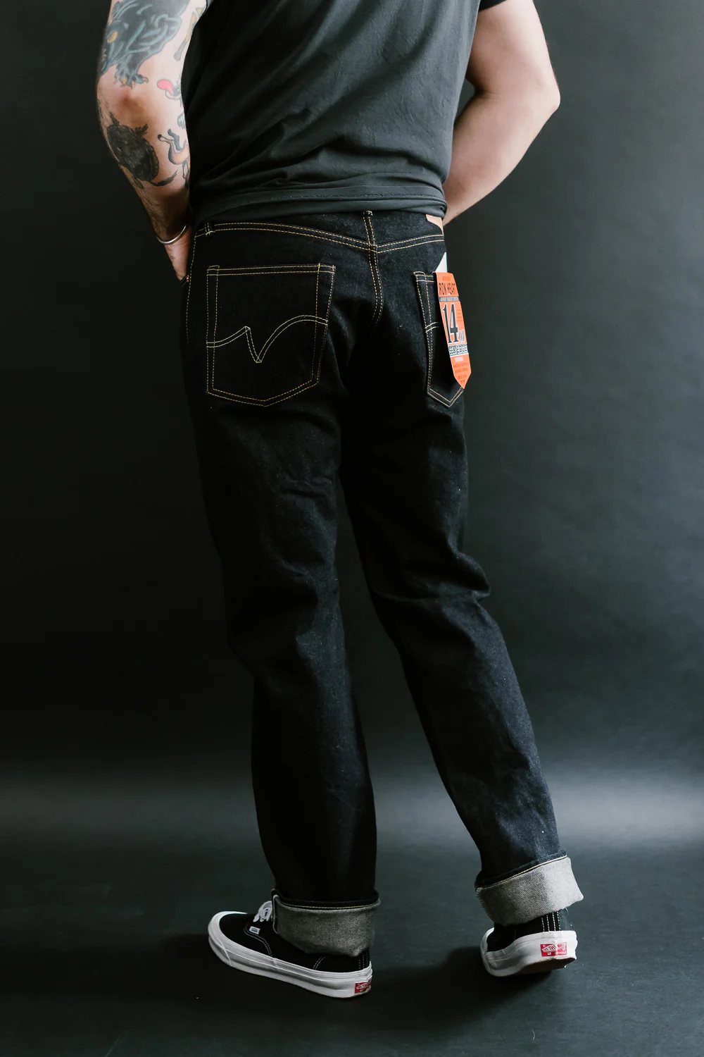IH-888S-142 - 14oz Selvedge Denim Medium/High Rise Tapered Cut Jeans - Indigo - Image 15