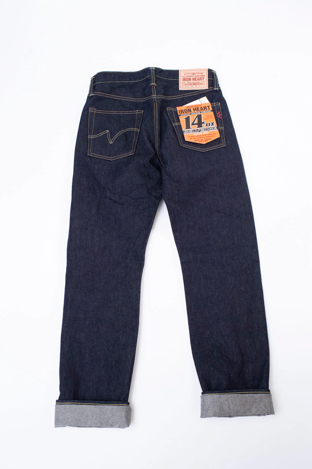 IH-888S-142 - 14oz Selvedge Denim Medium/High Rise Tapered Cut Jeans - Indigo - Image 2