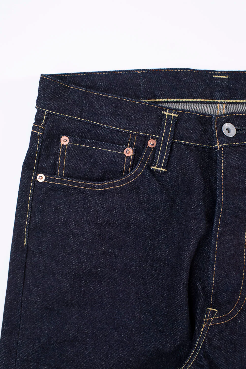 IH-888S-142 - 14oz Selvedge Denim Medium/High Rise Tapered Cut Jeans - Indigo - Image 4