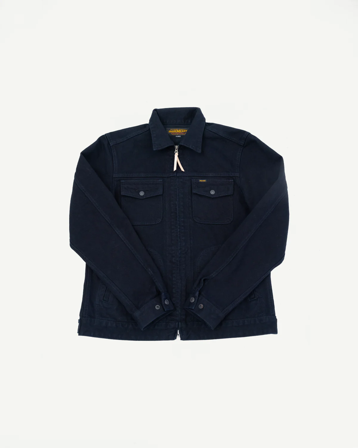 IHJ-123-OD - 14oz Broken Twill Selvedge Denim Work Jacket - Indigo Overdyed Black