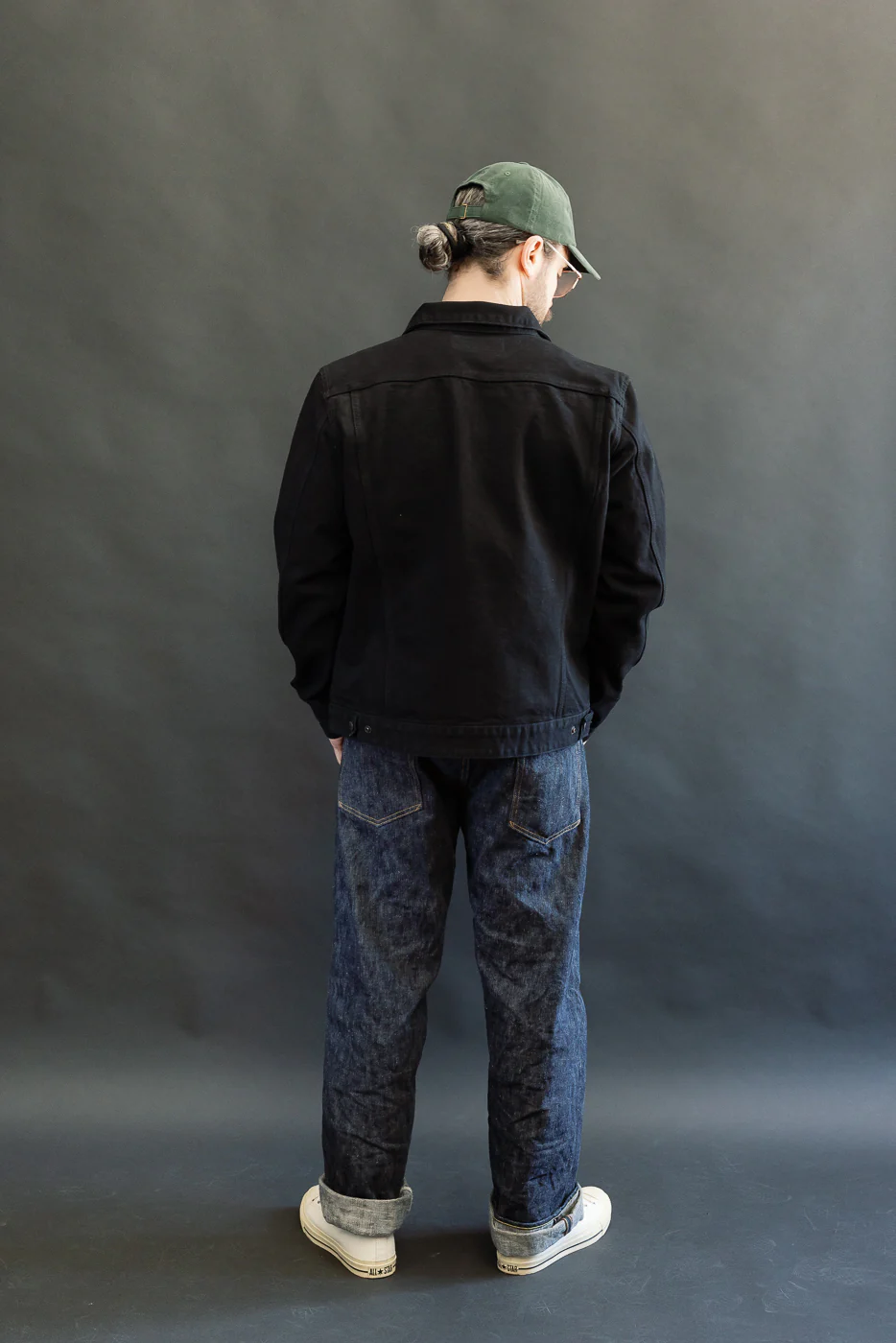 IHJ-123-OD - 14oz Broken Twill Selvedge Denim Work Jacket - Indigo Overdyed Black - Image 10