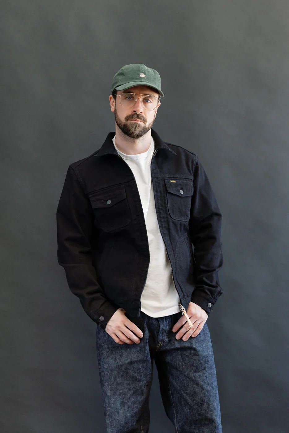 IHJ-123-OD - 14oz Broken Twill Selvedge Denim Work Jacket - Indigo Overdyed Black - Image 11