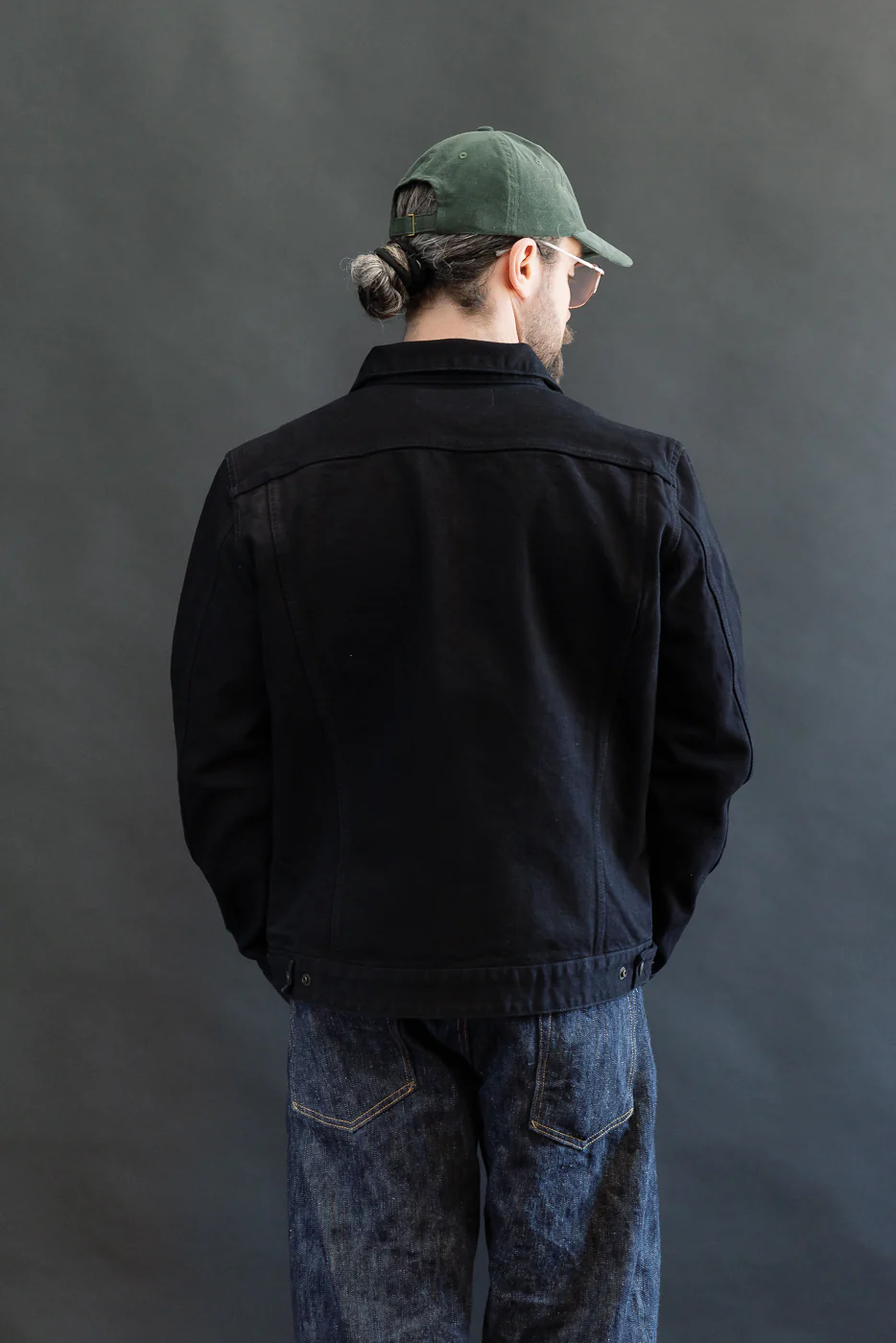 IHJ-123-OD - 14oz Broken Twill Selvedge Denim Work Jacket - Indigo Overdyed Black - Image 14