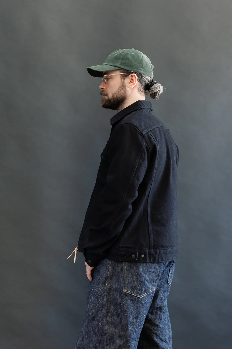IHJ-123-OD - 14oz Broken Twill Selvedge Denim Work Jacket - Indigo Overdyed Black - Image 15