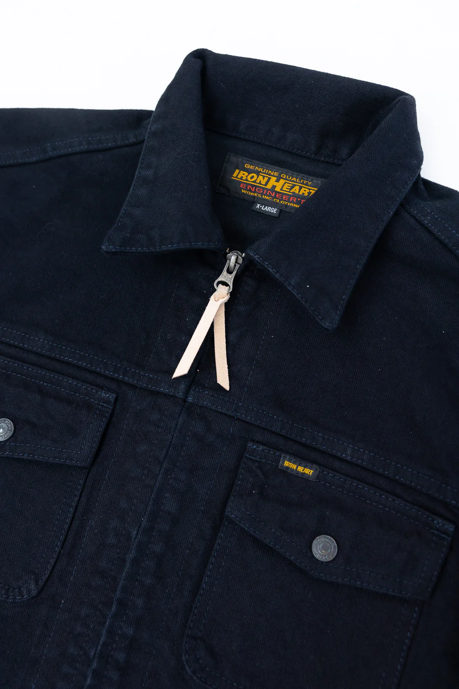 IHJ-123-OD - 14oz Broken Twill Selvedge Denim Work Jacket - Indigo Overdyed Black - Image 2