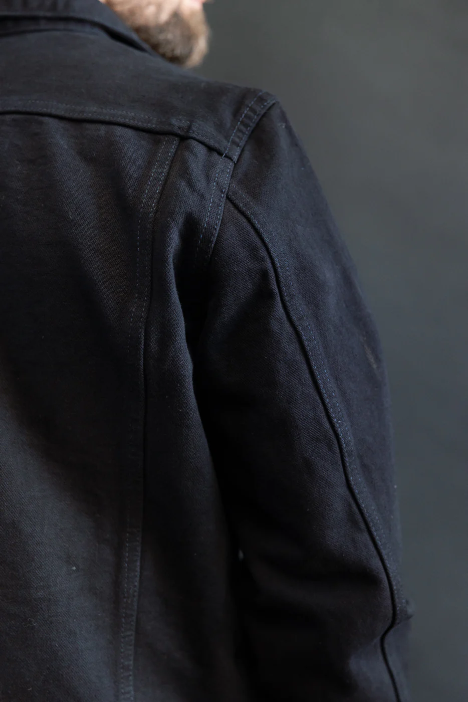 IHJ-123-OD - 14oz Broken Twill Selvedge Denim Work Jacket - Indigo Overdyed Black - Image 21