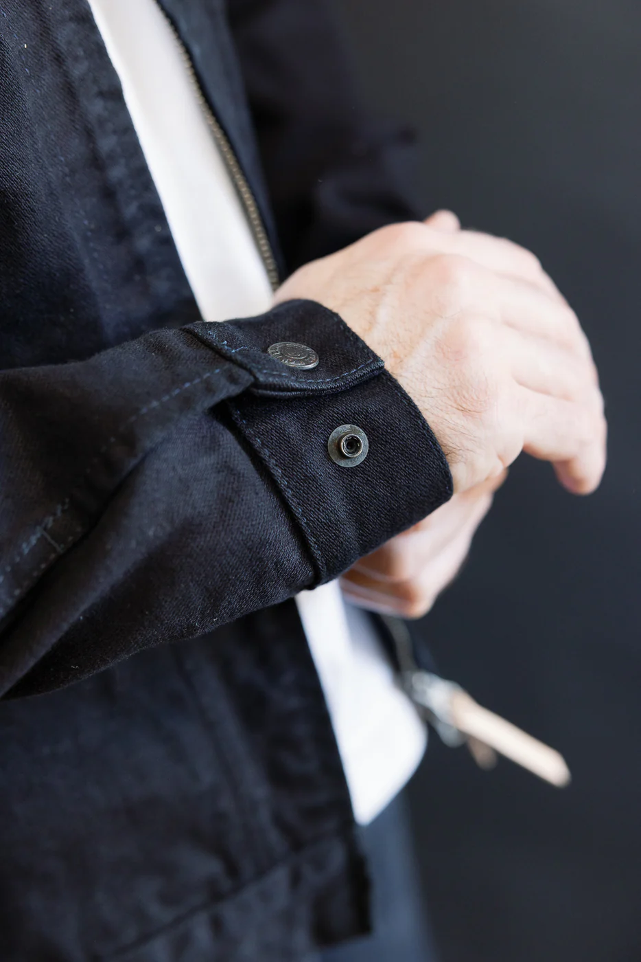 IHJ-123-OD - 14oz Broken Twill Selvedge Denim Work Jacket - Indigo Overdyed Black - Image 22
