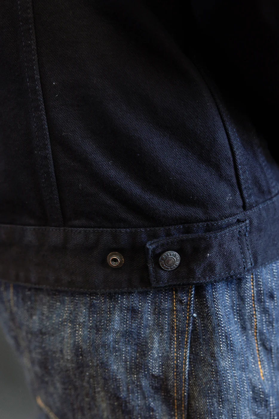 IHJ-123-OD - 14oz Broken Twill Selvedge Denim Work Jacket - Indigo Overdyed Black - Image 24
