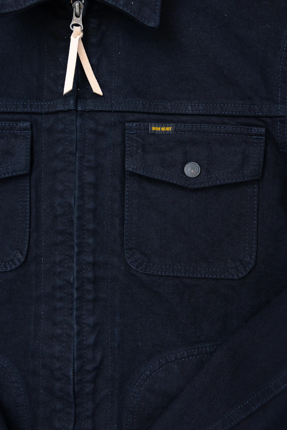 IHJ-123-OD - 14oz Broken Twill Selvedge Denim Work Jacket - Indigo Overdyed Black - Image 3