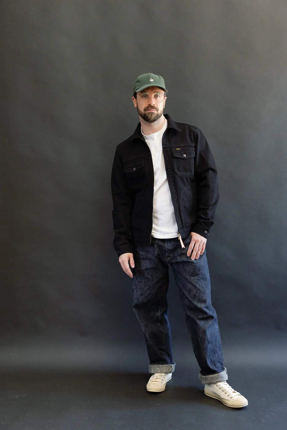 IHJ-123-OD - 14oz Broken Twill Selvedge Denim Work Jacket - Indigo Overdyed Black - Image 7