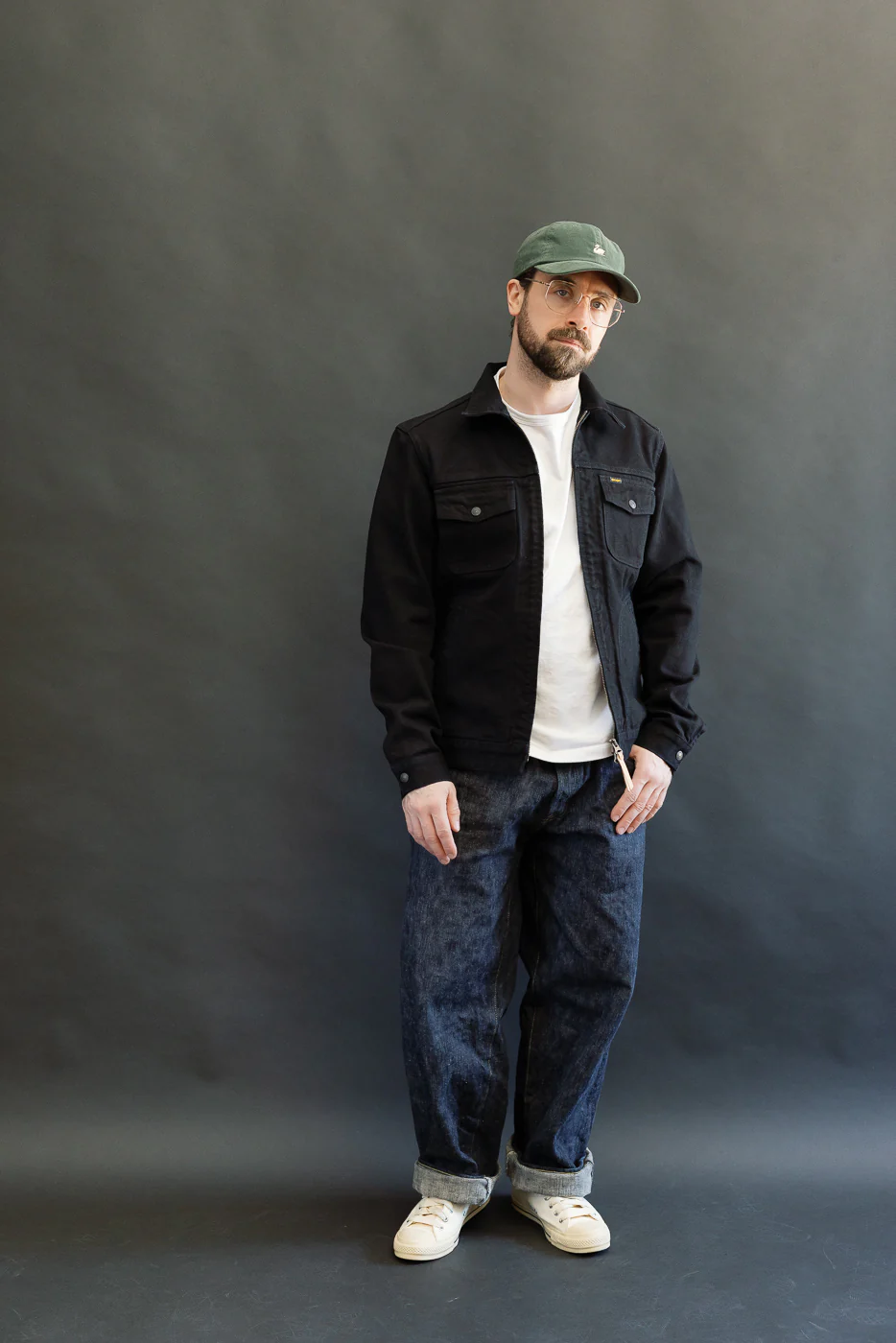IHJ-123-OD - 14oz Broken Twill Selvedge Denim Work Jacket - Indigo Overdyed Black - Image 8