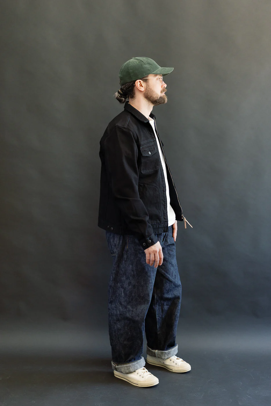 IHJ-123-OD - 14oz Broken Twill Selvedge Denim Work Jacket - Indigo Overdyed Black - Image 9