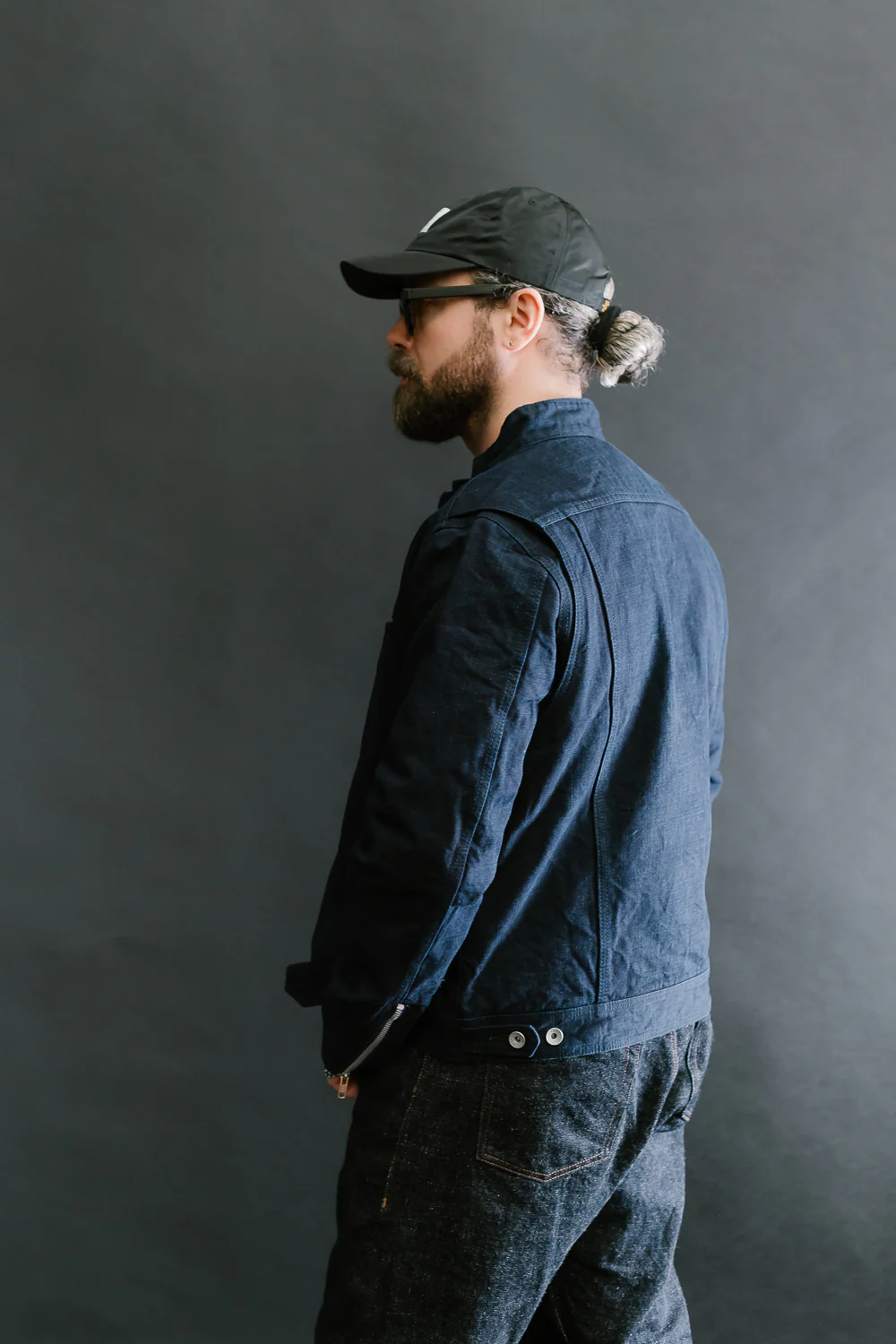 IHJ-135-IND - 13oz Oxford Cloth Riders Jacket - Indigo - Image 13