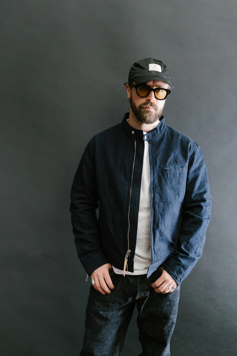 IHJ-135-IND - 13oz Oxford Cloth Riders Jacket - Indigo - Image 15