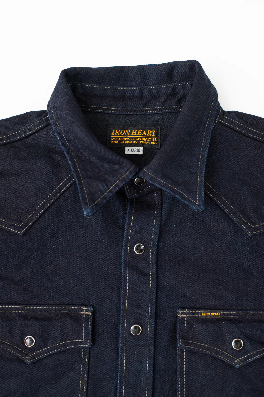 IHSH-295-IB - 14oz Selvedge Denim Western Shirt - Indigo/Black - Image 2