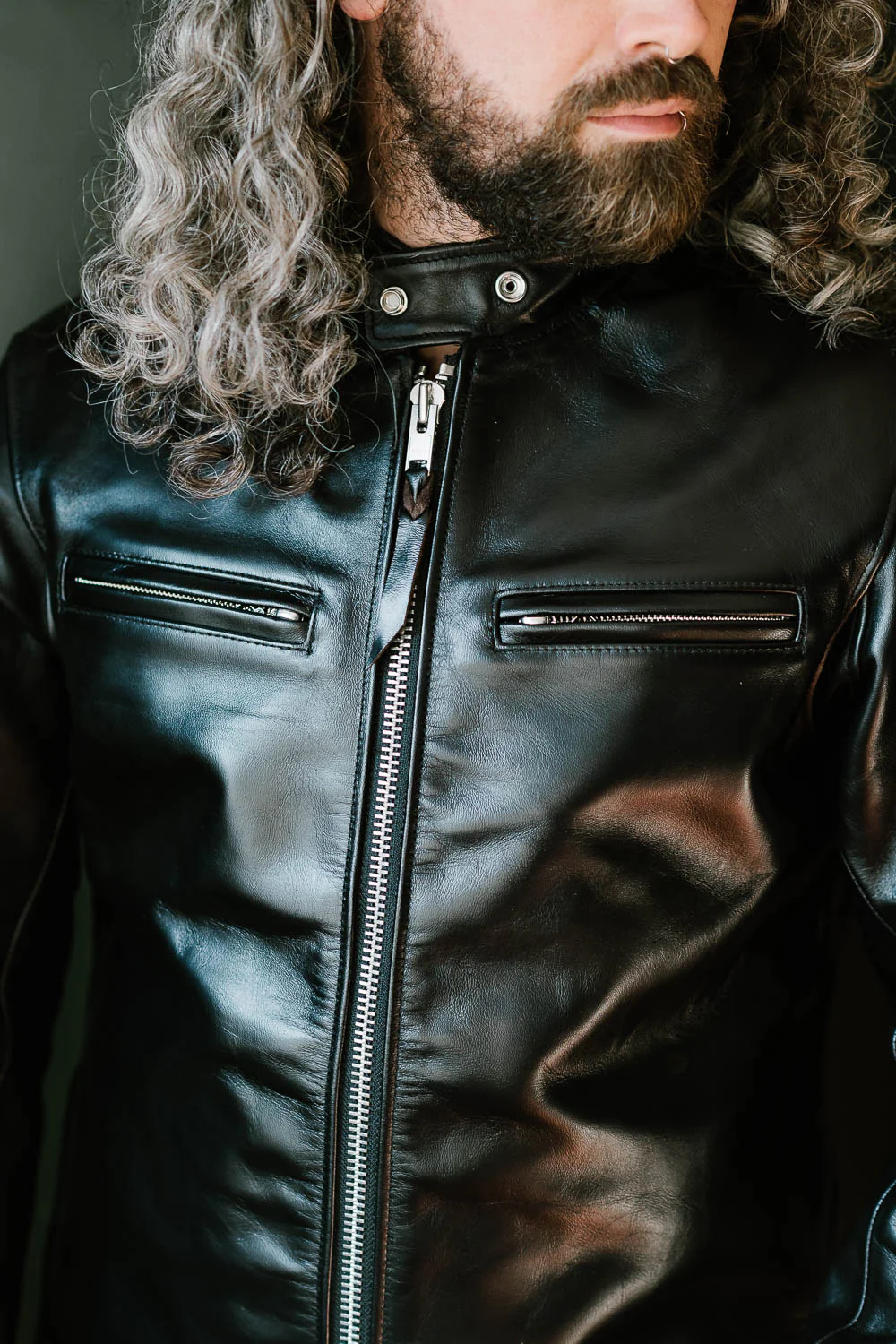 IHSH-35 - Japanese Horsehide Rider’s Jacket - Black (Tea-Core Dyed) - Image 16