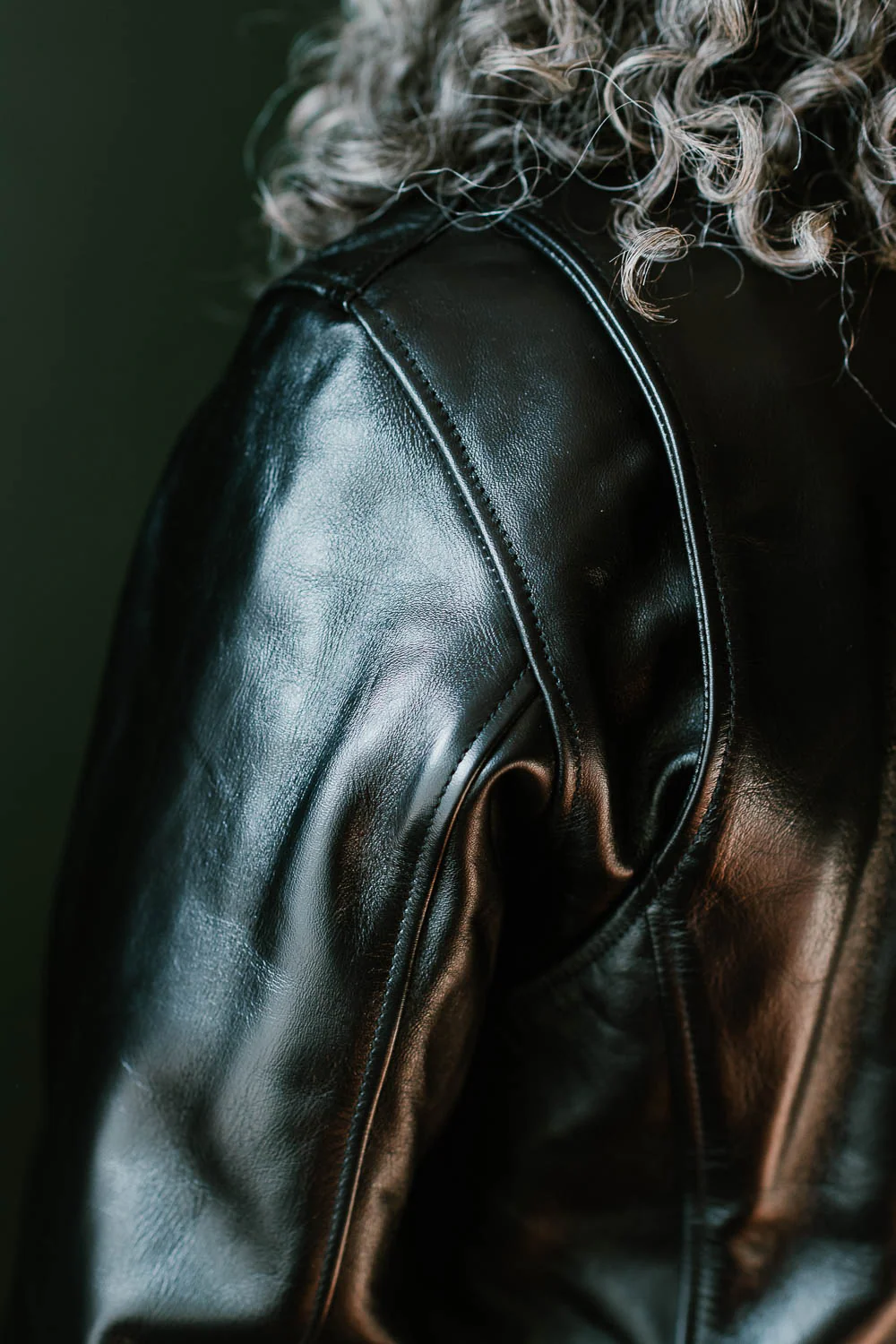 IHSH-35 - Japanese Horsehide Rider’s Jacket - Black (Tea-Core Dyed) - Image 17