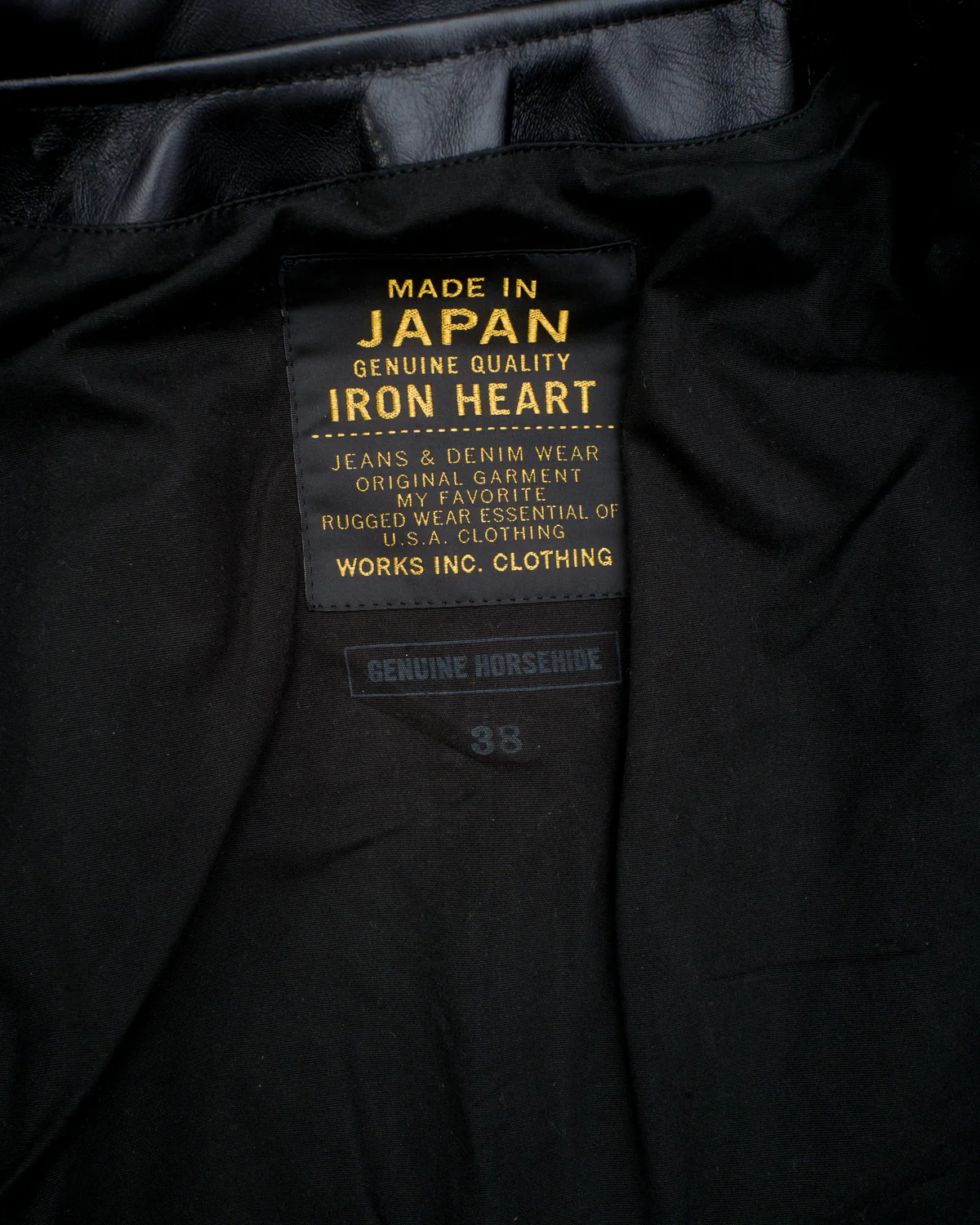 IHSH-35 - Japanese Horsehide Rider’s Jacket - Black (Tea-Core Dyed) - Image 6