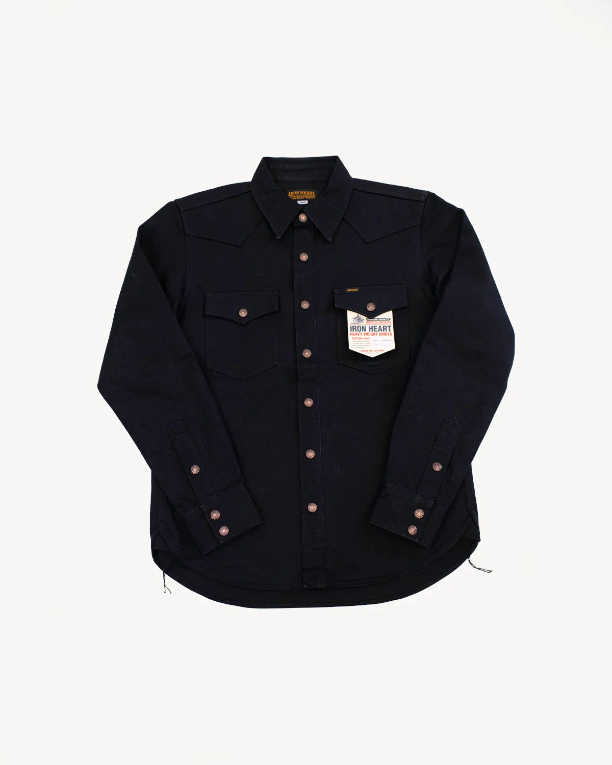 IHSH-362-BLK - 16oz Non-Selvedge Denim CPO Shirt - Superblack (Fades To Grey)