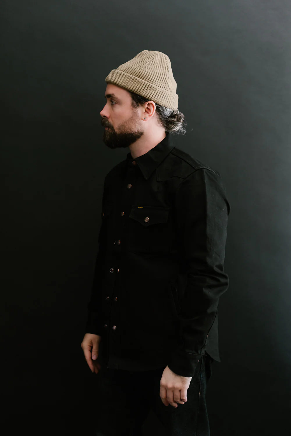 IHSH-362-BLK - 16oz Non-Selvedge Denim CPO Shirt - Superblack (Fades To Grey) - Image 10