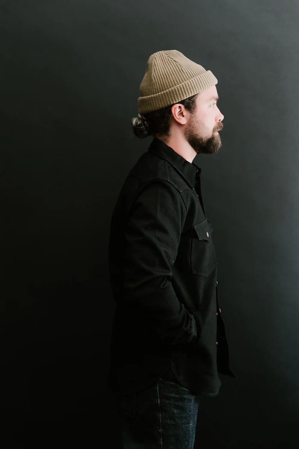 IHSH-362-BLK - 16oz Non-Selvedge Denim CPO Shirt - Superblack (Fades To Grey) - Image 12