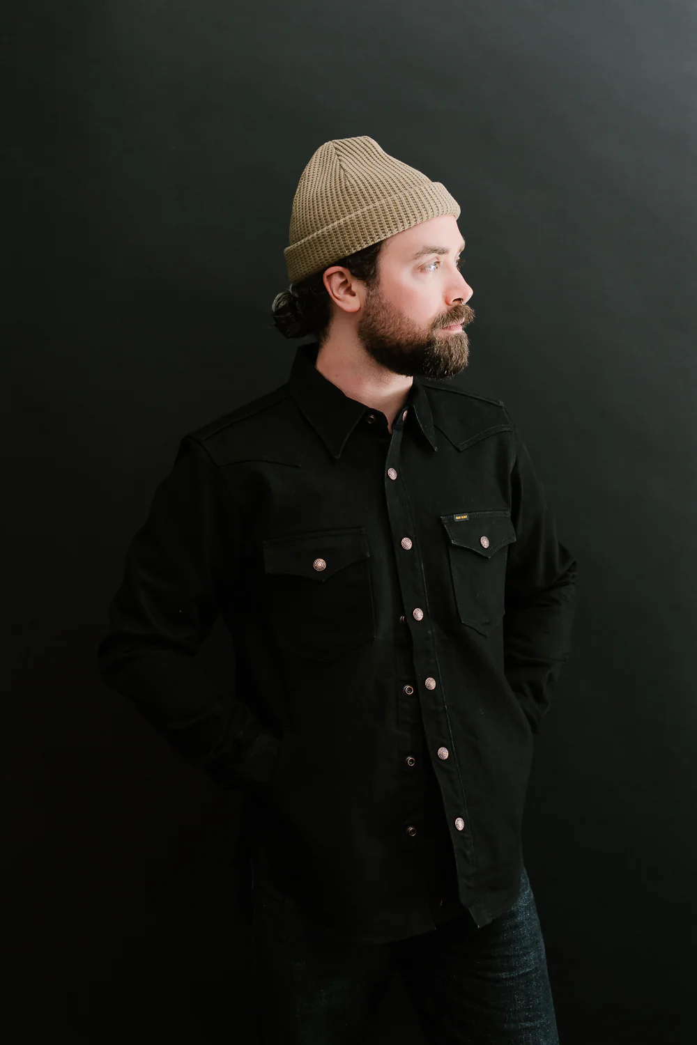 IHSH-362-BLK - 16oz Non-Selvedge Denim CPO Shirt - Superblack (Fades To Grey) - Image 13
