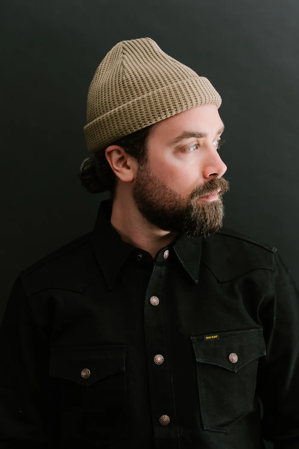 IHSH-362-BLK - 16oz Non-Selvedge Denim CPO Shirt - Superblack (Fades To Grey) - Image 16
