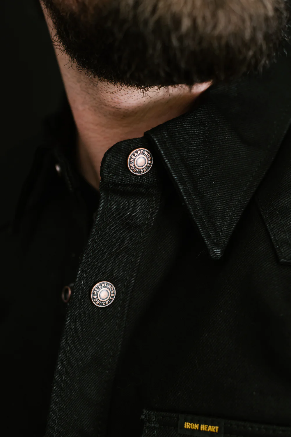 IHSH-362-BLK - 16oz Non-Selvedge Denim CPO Shirt - Superblack (Fades To Grey) - Image 17