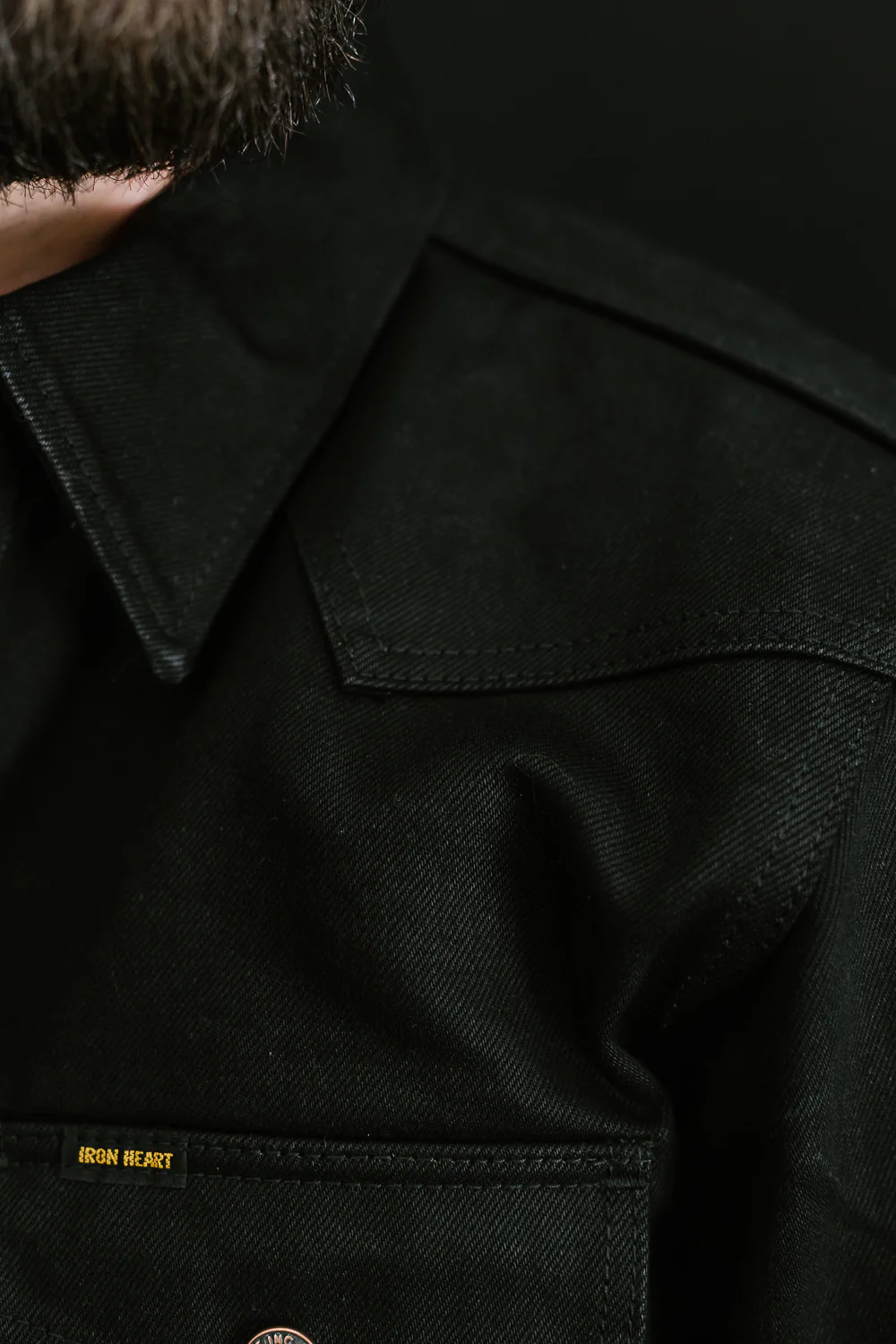 IHSH-362-BLK - 16oz Non-Selvedge Denim CPO Shirt - Superblack (Fades To Grey) - Image 18