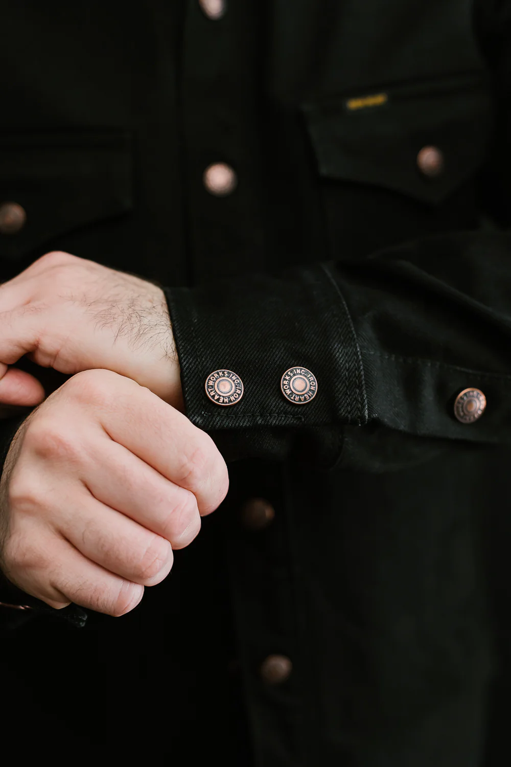 IHSH-362-BLK - 16oz Non-Selvedge Denim CPO Shirt - Superblack (Fades To Grey) - Image 20
