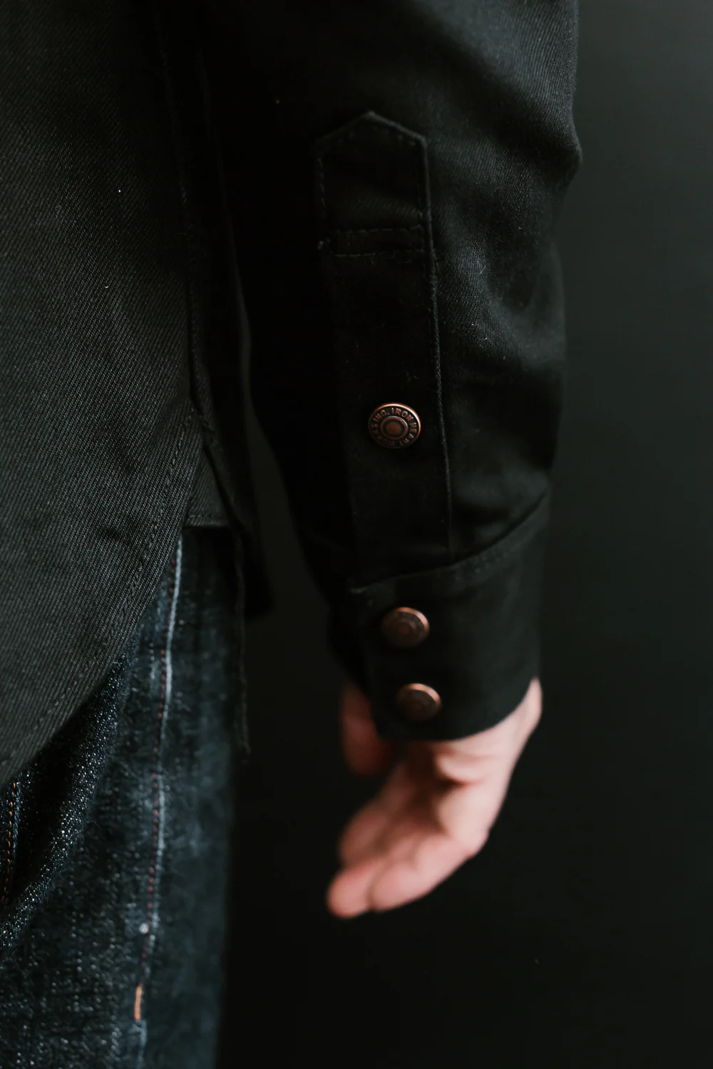 IHSH-362-BLK - 16oz Non-Selvedge Denim CPO Shirt - Superblack (Fades To Grey) - Image 21