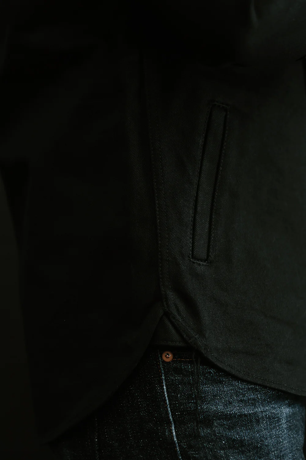 IHSH-362-BLK - 16oz Non-Selvedge Denim CPO Shirt - Superblack (Fades To Grey) - Image 22