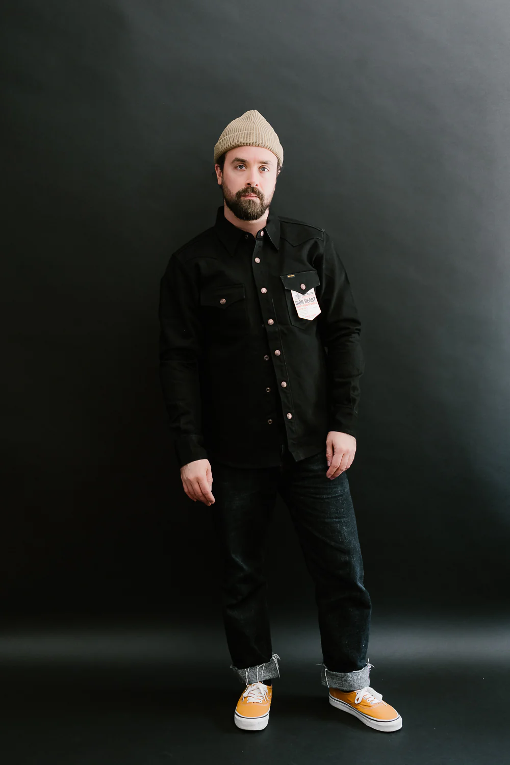 IHSH-362-BLK - 16oz Non-Selvedge Denim CPO Shirt - Superblack (Fades To Grey) - Image 6