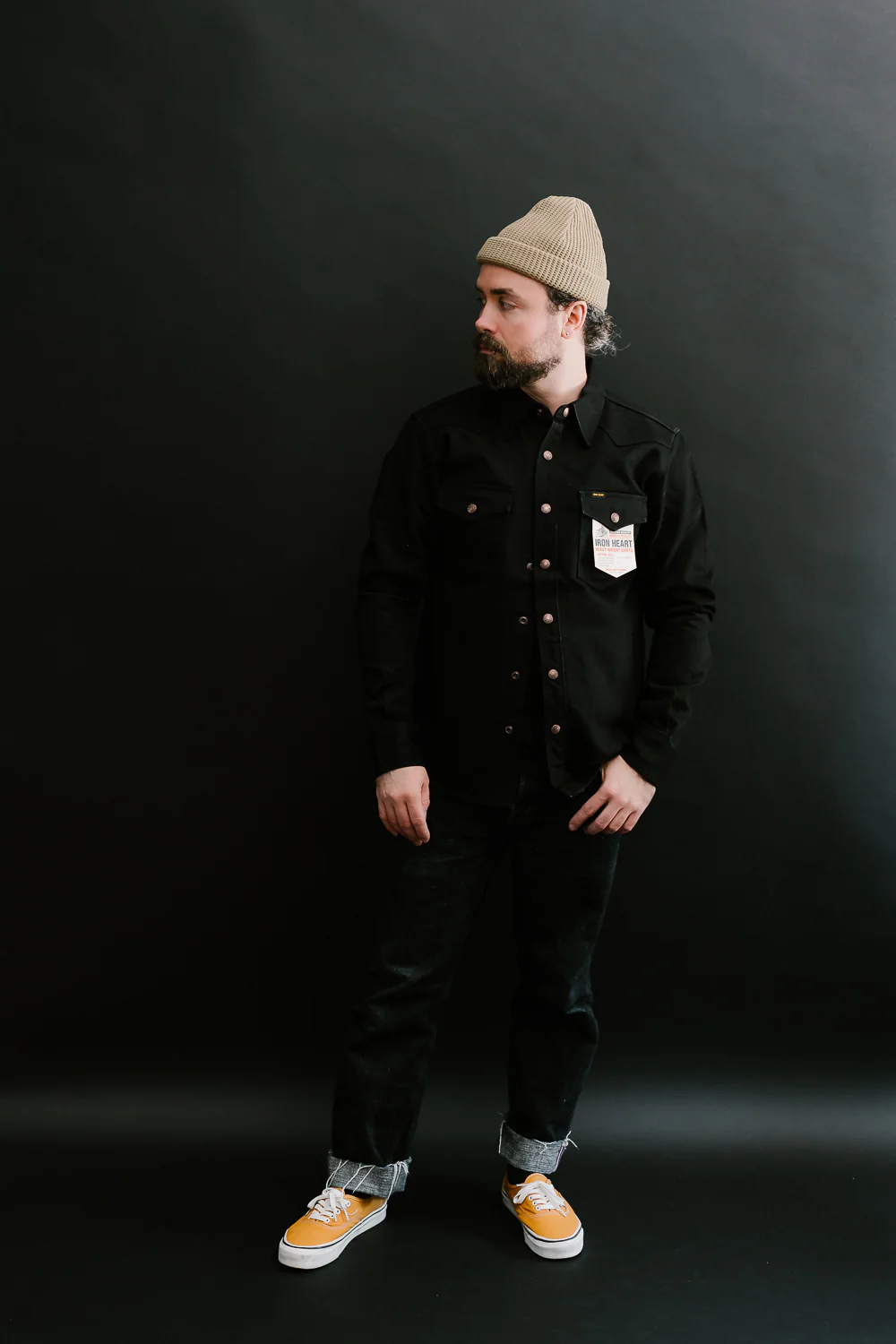 IHSH-362-BLK - 16oz Non-Selvedge Denim CPO Shirt - Superblack (Fades To Grey) - Image 7
