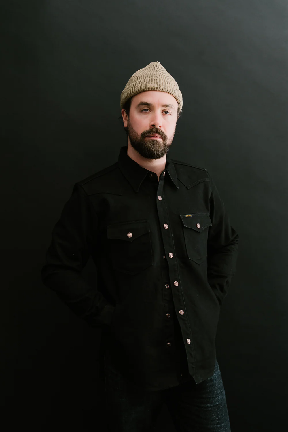 IHSH-362-BLK - 16oz Non-Selvedge Denim CPO Shirt - Superblack (Fades To Grey) - Image 9