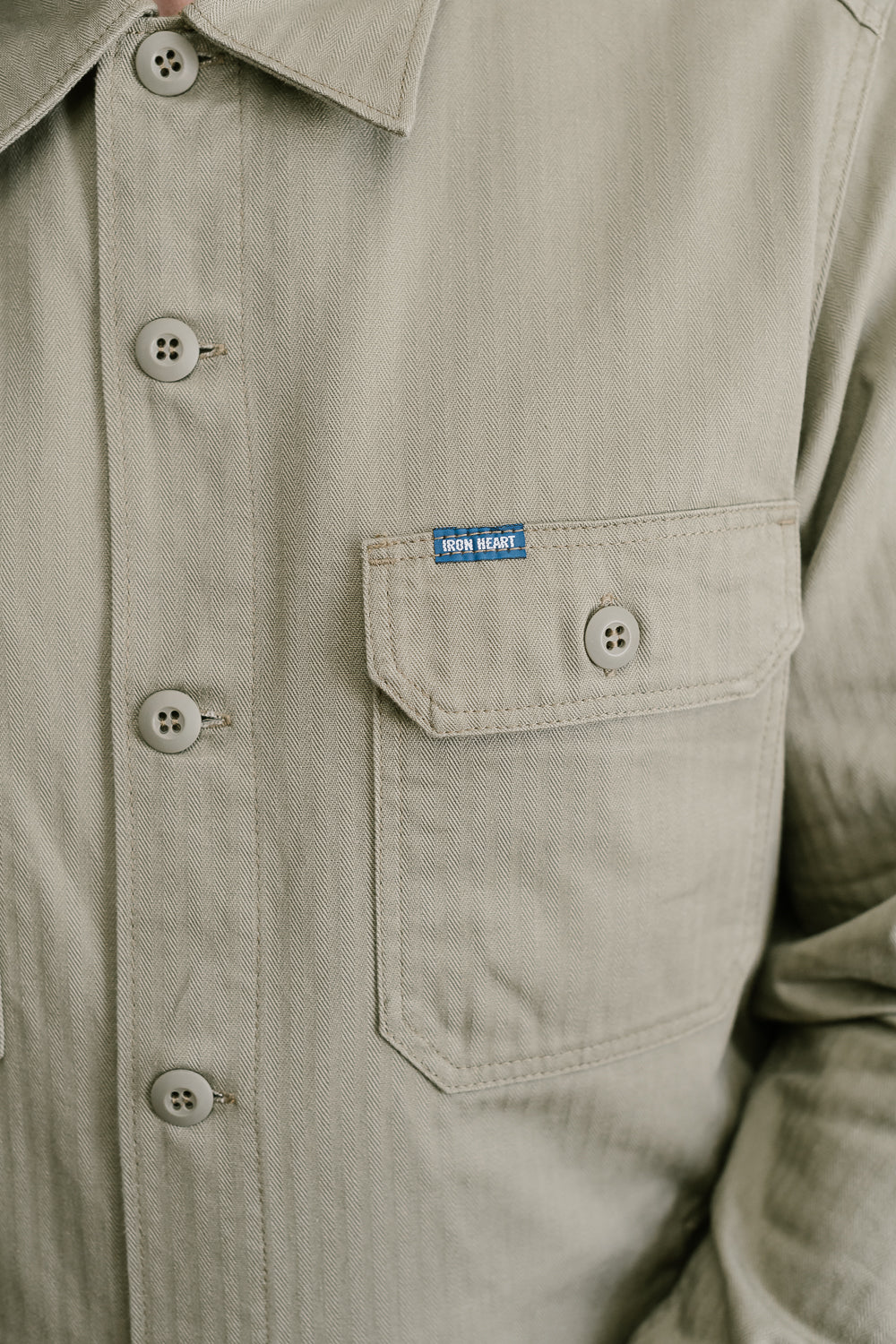 IHSH-385-BEI - 9oz Herringbone Military Shirt - Beige - Image 24