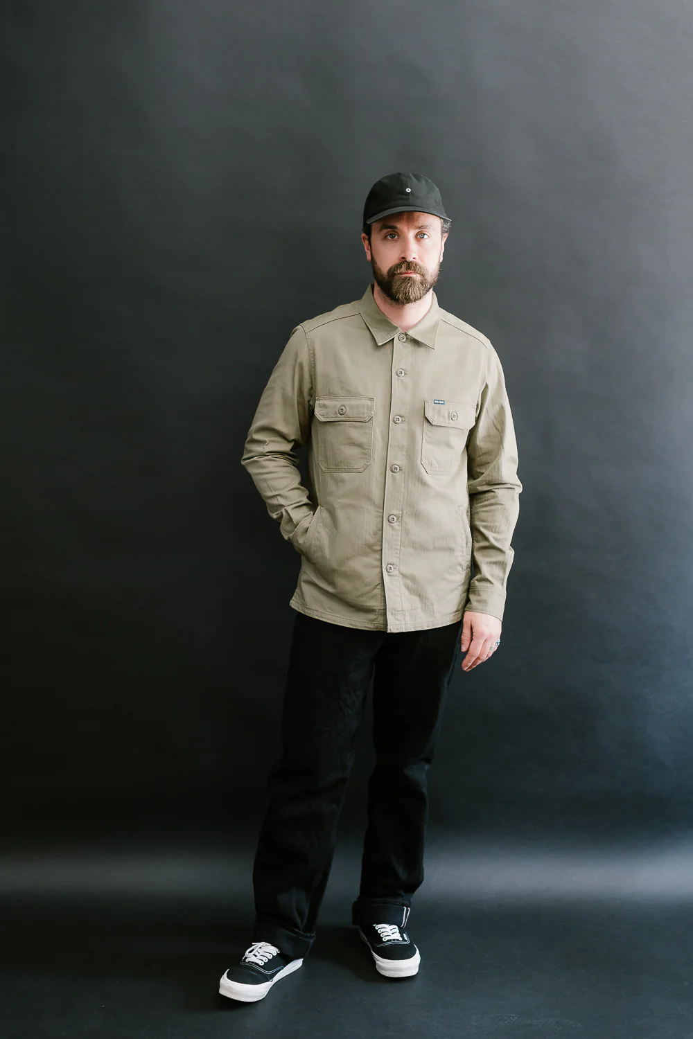 IHSH-385-BEI - 9oz Herringbone Military Shirt - Beige - Image 7