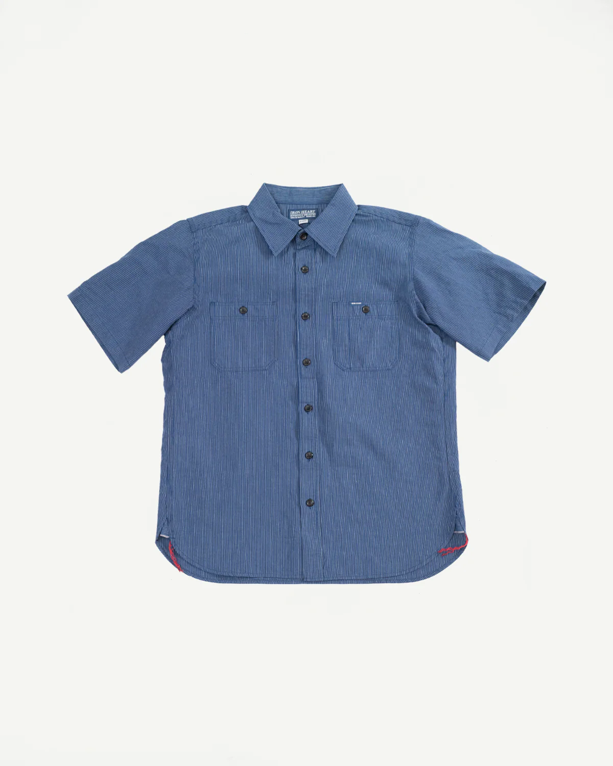 IHSH-420-PIN - 5oz Selvedge OX Cloth Short Sleeve Work Shirt - Pinstripe