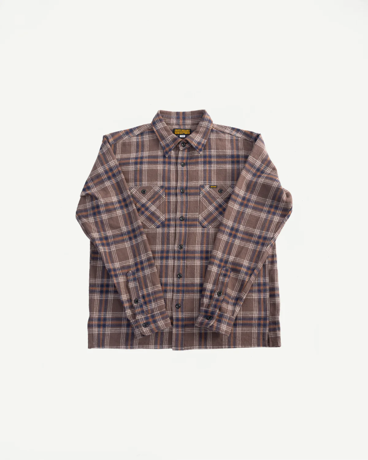 IHSH-430-BRN - Slubby Heavy Flannel Check Work Overshirt - Brown