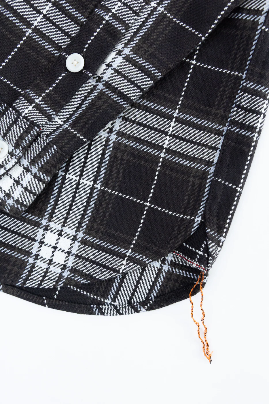 IHSH-441-BLK - 9oz Selvedge Flannel Check Work Shirt - Black - Image 5