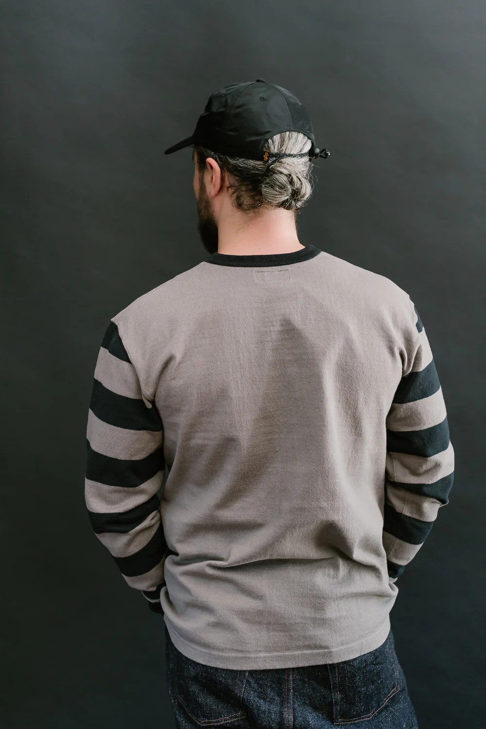 IHTB-12-GRY - 11oz Cotton Knit Long-Sleeved Sweater - Grey Body, Black Stripes - Image 11