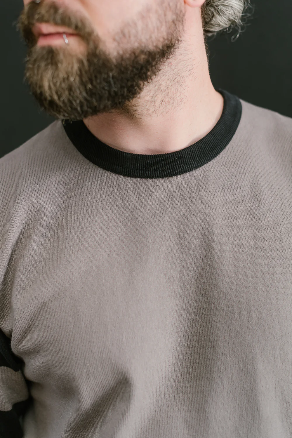 IHTB-12-GRY - 11oz Cotton Knit Long-Sleeved Sweater - Grey Body, Black Stripes - Image 17