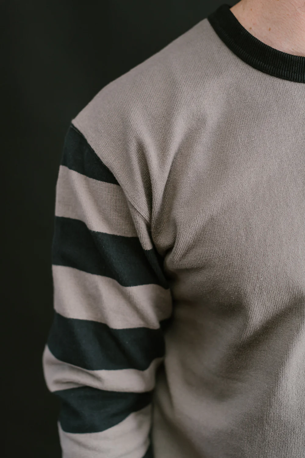 IHTB-12-GRY - 11oz Cotton Knit Long-Sleeved Sweater - Grey Body, Black Stripes - Image 18