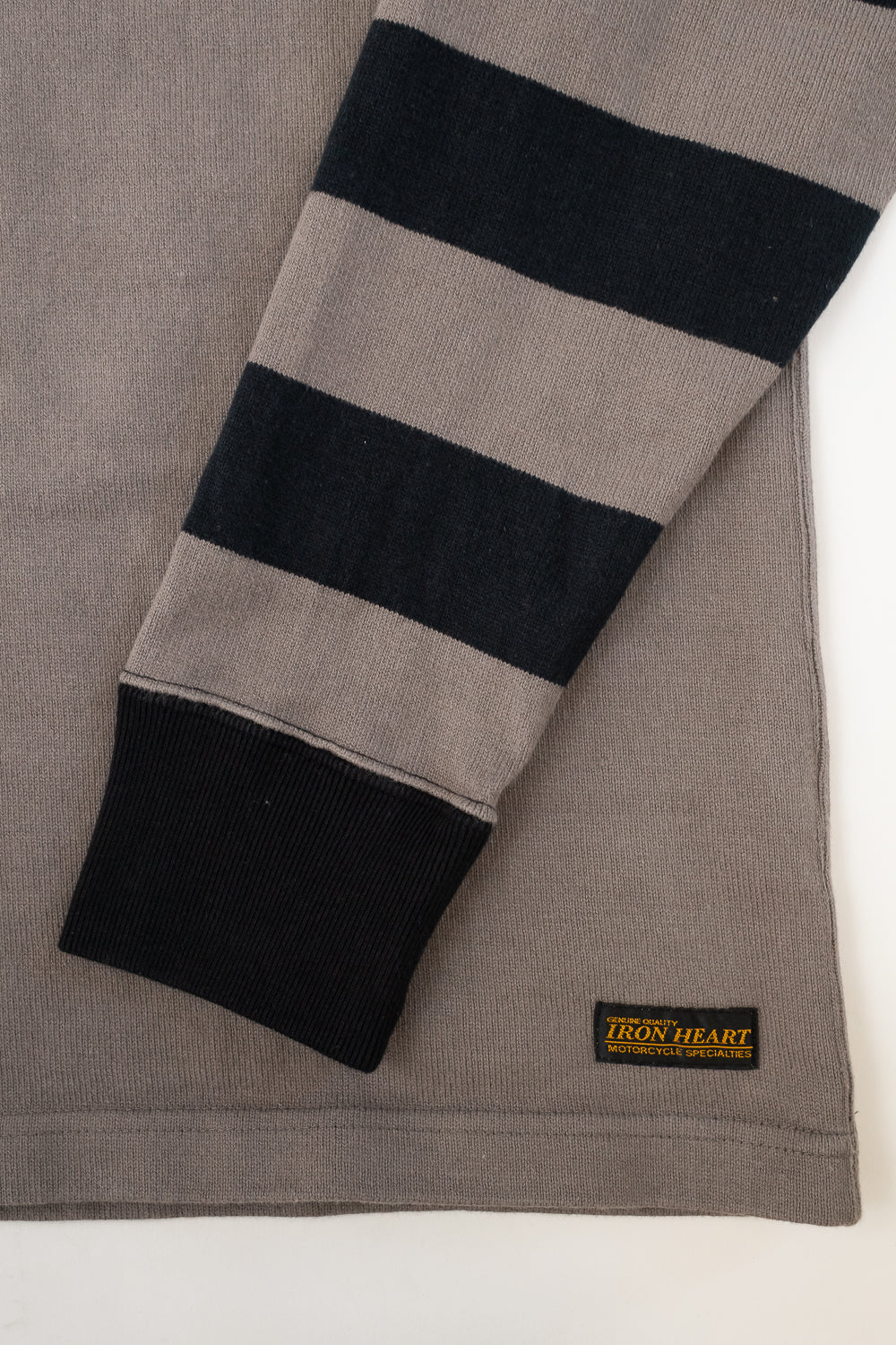 IHTB-12-GRY - 11oz Cotton Knit Long-Sleeved Sweater - Grey Body, Black Stripes - Image 3