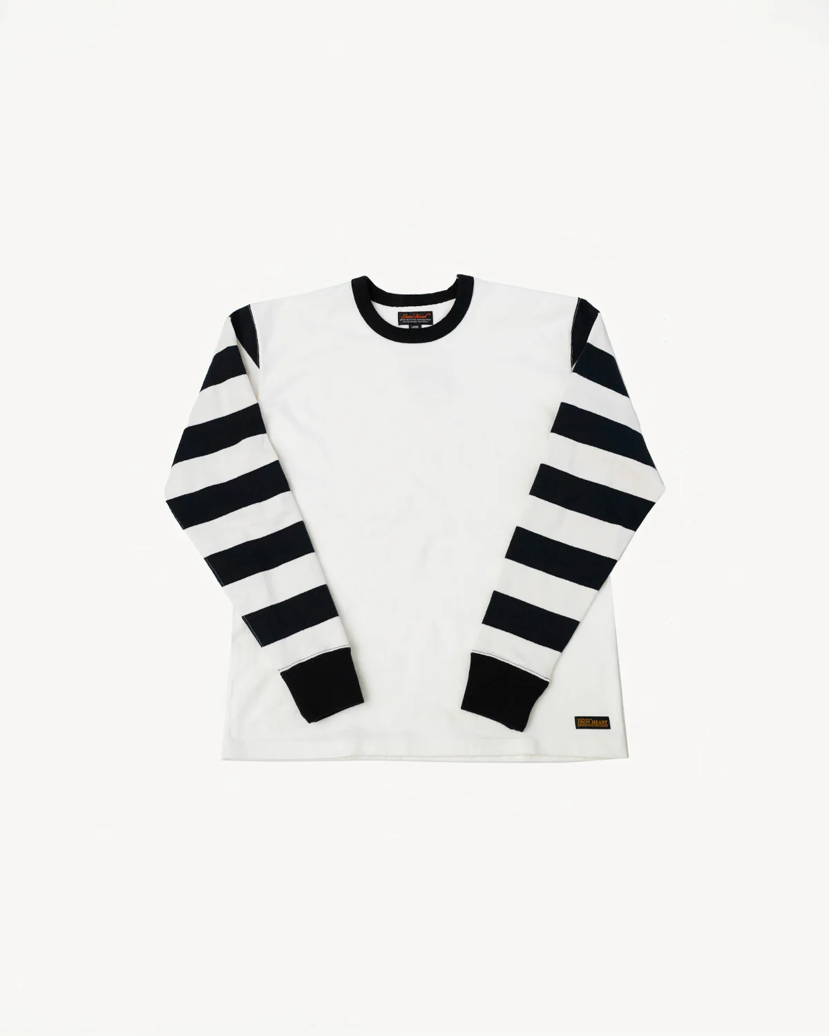 IHTB-12-WHT - 11oz Cotton Knit Long-Sleeved Sweater - White Body, Black Stripes
