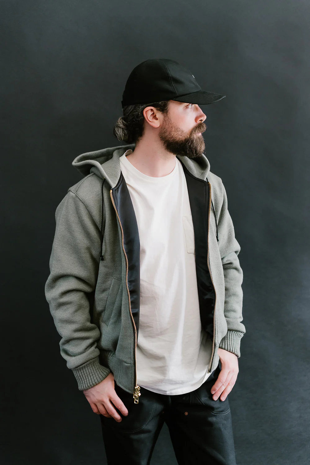 James Dant x Dehen - Full Zip Moto Hoodie - Sage - Image 14