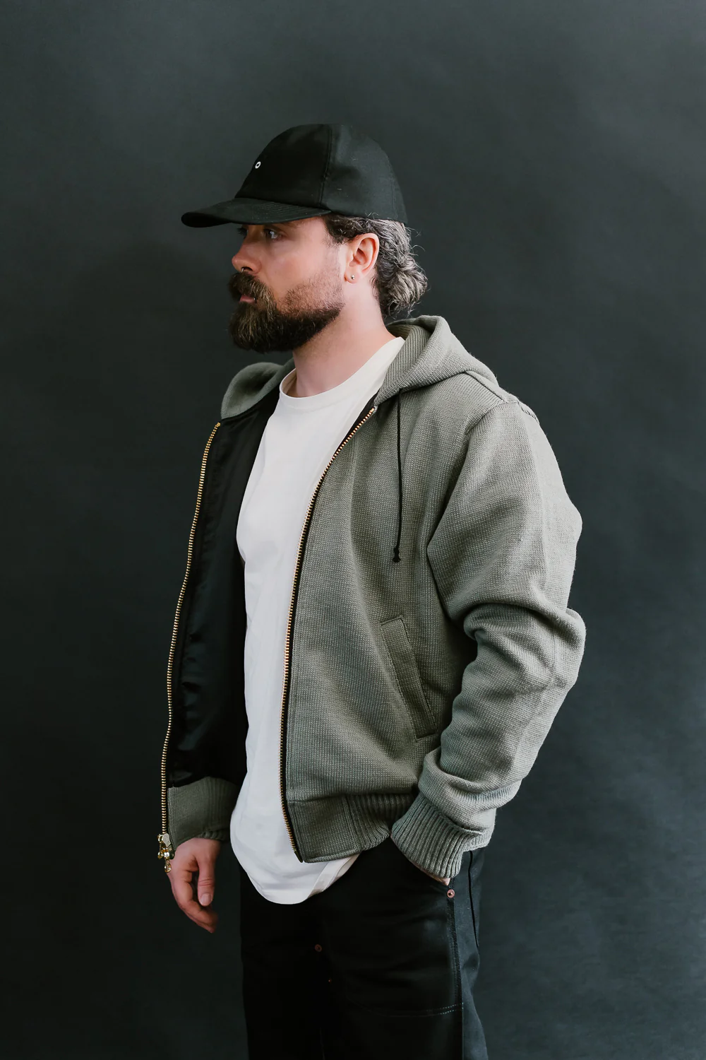 James Dant x Dehen - Full Zip Moto Hoodie - Sage - Image 19